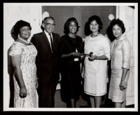 Loren Miller with four women, Los Angeles, 1964