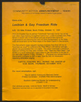"Community Action Announcement, Lesbian & Gay Freedom Ride," 1991