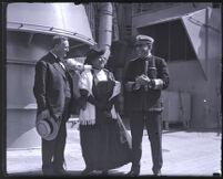 Josephus Daniels, Secretary of the Navy, and his wife Addie Bagley, aboard a ship, Los Angeles County, 1913-1921