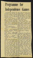 Newspaper Article: "Programme for Independence Games"