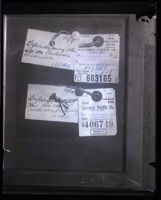Luggage tags from the trunks in which the bodies of Winnie Ruth Judd's murder victims were shipped, Los Angeles, 1931