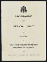 Programme for Official Visit to Barbados by H. R. H. The Princess Margaret, Countess of Snowden