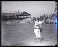 Baseball player Larry Bope at Washington Park, Los Angeles, circa 1920-1925