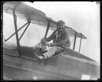 Air pilot Pancho (Florence) Barnes in a plane's cockpit, Santa Monica (?), circa 1931