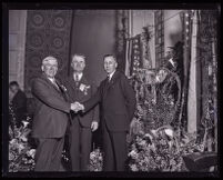 County of Los Angeles supervisor Jack H. Bean, John T. Curtin, and deputy district attorney Buron Fitts at the Patriotic Hall, Los Angeles, 1926