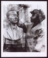 Beulah Woodard beside her sculpted bust of John Anson Ford, 1935-1940
