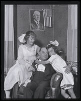 Judge Johnson W. Summerfield with two girls, probably his daughters Catherine and Jeanne, Los Angeles, 1918
