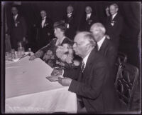 Vice-president Charles Curtis at a Motion-Picture Academy banquet, Los Angeles, 1931
