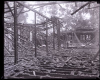 California Hall destroyed by fire, East Hollywood (Los Angeles), 1929