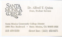 Alfred Thomas Quinn business card