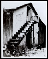 Exterior staircase of the adobe dwelling on the land of the original Rancho Rodeo de las Agua land grant, now Beverly Hills, 1920