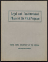 Legal and Constitutional Phases of the WRA Program 