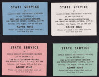 Admission Tickets for the State Service of the Late Sir Winston Scott G.C.M.G., G.C.V.O