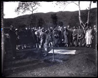 Field Marshal Viscount Allenby plants an olive tree at the Arboretum of Los Angeles County, Arcadia, 1928