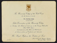 Invitation to Barbados Prime Minister Grantley Adams by the University College of the Gold Coast