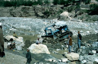 Bulldozer Removing Boulders at Faizabad
