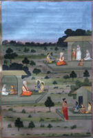 Sage Atri praying to Rama; Sita with Anasuya
