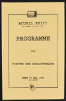 ACURIL XXIII: Programme Des Visites Des Bibliotheques