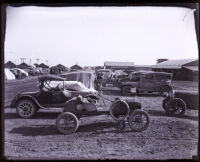 Automobiles parked by Camp Kearny, San Diego County, 1920s