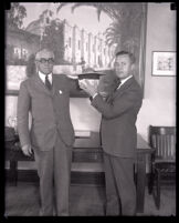 J. A. H. Kerr and A. G. Arnoll of the Chamber of Commerce draw speaking order numbers, Los Angeles, 1931