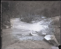 Arroyo Seco overflow floods dirt road, Pasadena (vicinity), 1930-1939