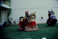 Om Periyaswamy dance troupe - Madurai Om Periyaswamy wears a poikkal kuthirai costume, Madurai (India), 1984