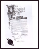 Certificate from the Minority Architects and Planners of Los Angeles honoring Paul R. Williams, 1973