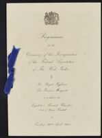 Programme for the Ceremony of the Inauguration of the Federal Legislature of the West Indies