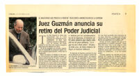Juez Guzmán anuncia su retiro del Poder Judicial