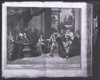 Solomon’s judgment between the harlots , 17th century engraving (photographed between 1920-1939)