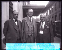A. H. Conner, Thomas M. Bell, and Dr. Amos W. Butler on a federal tour of prisons, Los Angeles, 1928