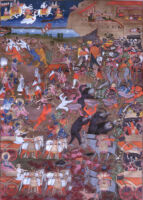 Rama on Indra's chariot; Ravana attacking Rama