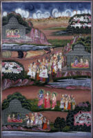 Rama in Citrakuta; Kola-bhilas greeting Rama