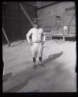 Rube Ellis in baseball uniform, Los Angeles, 1920-1938