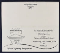 Official Opening Program of the Tamarind Hall Branch Library