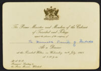 Invitation from the Prime Minister and Members of the Cabinet of Trinidad and Tobago
