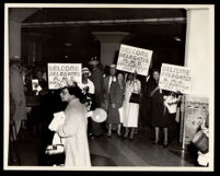 Welcoming committee at Union Station for delegates for the A.M.E. Church General Conference, Los Angeles, 1960