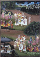 Rama addressing the villagers; Lakshmana enquiring about the way