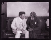 John Bertrum Clarke sitting with C. B. Brewer, Los Angeles, 1924