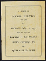 A Form of Divine Service for Use on Wednesday, May 12, 1937, Being the Day of the Coronation of their Majesties King George VI and Queen Elizabeth