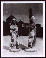 Clay sculptures of an African woman and man by Beulah Woodard, 1935-1955