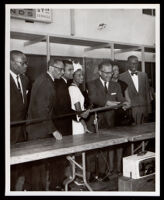 Ribbon cutting ceremony for English Square office building, Los Angeles, 1964