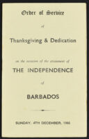 Order of Service of Thanksgiving & Dedication for the Independence of Barbados