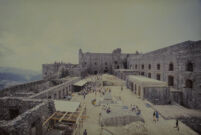 Citadelle. View of the central courtyard from the Palais du Gouverneur on Good Friday circa 1974