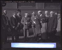 Italian General Italo Balbo greeted by Angeleno military leaders, Los Angeles, 1928
