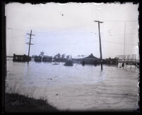 Flooded residential area after heavy rains, Culver City, 1920s