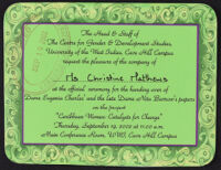 Invitation to the Official Ceremony for the Handing Over of Dame Eugenia Charles' and the late Dame Nita Barrow's Papers