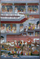 Bharata and Shatrughna performing rituals; Sage Vasishtha