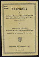 Ceremony of the Formal Opening of the Assembly Hall of the UWI Extra-Mural Center