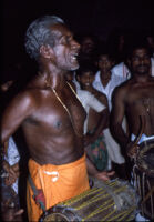 Drummer singing, Pengamuck (India), 1984